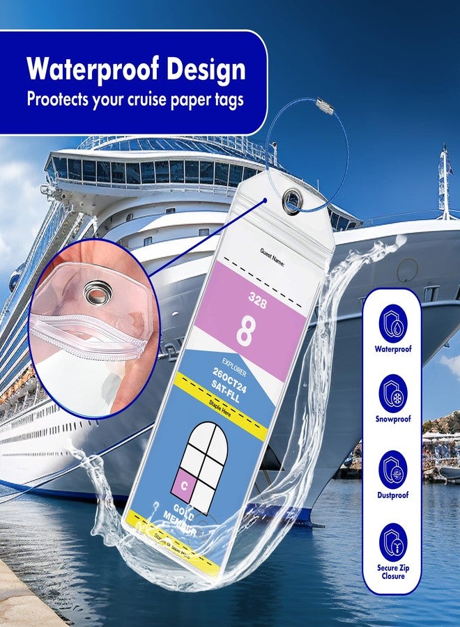Beluga Gears Cruise Luggage Tag Holders for Royal Caribbean and Celebrity Cruise Lines (Set of 6 ea) Waterproof with Zipped Seal and Wire Colored Loops - Image 3
